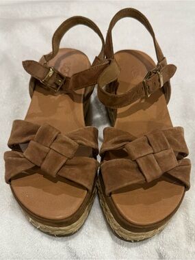 Women’s Brown Suede Knot Espadrille Wedge Sandals